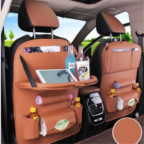 Organizador multifuncional para asiento trasero de coche, soporte para asiento trasero para niños, bandeja de mesa plegable con múltiples bolsillos, bolsa de almacenamiento de viaje