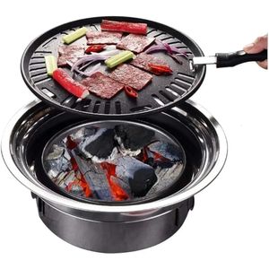 Barbecue à charbon multifonctionnel grill coréen barbecue de camping portable poêle à table fumeur coreana 240314