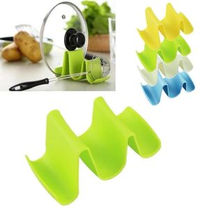 Multifonctionnel créatif en plastique cuisine vague forme Pot couvercle couvercle coquille support supports cuillère stockage support ustensiles de cuisine