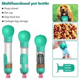 Multifunctionele hondenwaterfles buiten draagbare voedselvoerdrankje poep dispenser dog cup 3 in 1Design Pet Travel Supplies 240419