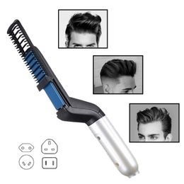 Multifunctionele Elektrische Haar Kam Borstel Beard Stijltang Straight Rechte Curler Styling Tools 220222