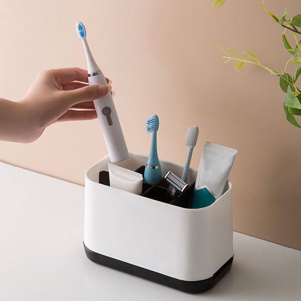 Support de brosse à dents électrique multifonctionnel Support de salle de bain Accessoire de rangement de dentifrice en plastique amovible Étagère de rangement Y200407