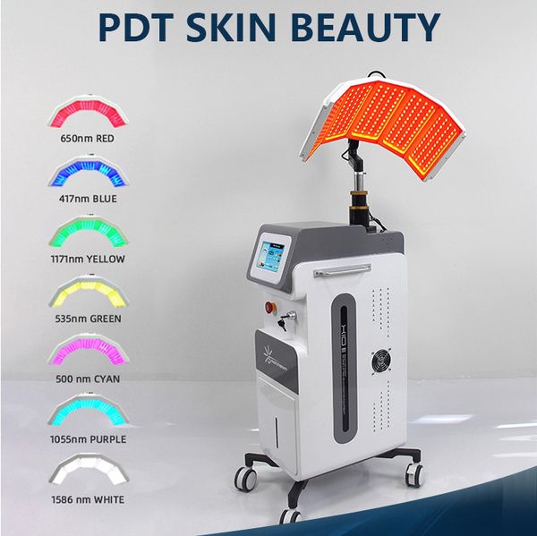 Lámpara infrarroja Led PDT Facial multifuncional, fotón Pdt, luz Led roja y azul, máquina de terapia de 7 colores para uso doméstico