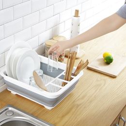 Multifunctional Folding Bowl Chopstick Craining Rack Kitchen Plastic Storage Rack Accessorie Draining Basket With Sink Draining