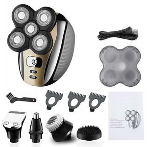 Kit de toilettage multifonctionnel rasoir humide sec pour hommes rasoir électrique Rechargeable tête chauve Machine à raser tondeuse à barbe