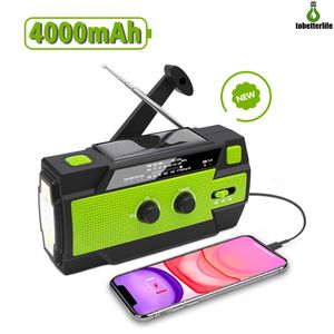 Multifunctionele Hand Crank Radio Solar Flashlight Noodlamp USB Opladen Batterij Methode SOS Alarm Power Bank