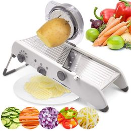 Multifunctioneel keukengereedschap Verstelbare roestvrijstalen messen Messen Voedsel Groente Slijplicier Veggie Mandoline Slicer Cutter