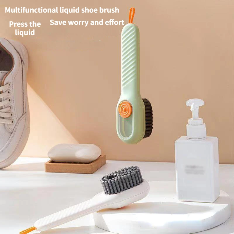 Multifunktionell flytande skoborste Hushåll Press-typ Liquid Shoe Wash Tool Soft Hair Clothing Clact Cleaning Brush