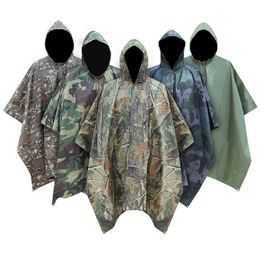 Imperméable camouflage multifonctionnel imperméable manteau de pluie hommes femmes Camping pêche moto pluie Poncho tente extérieure