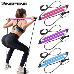 Multifuncional Pilates Bar Combinación Fitness Yoga Pecho Expansión Tensión Cuerda Entrenador de espalda Cinturón de estiramiento elástico 231225