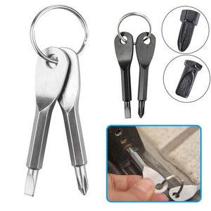 Outil de poche multifonctionnel porte-clés extérieur EDC Gear porte-clés avec fente Phillips tête Mini tournevis ensemble porte-clés Mini outils