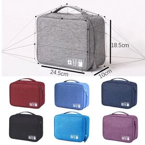 Bolsas de almacenamiento portátiles multifuncionales con cremallera, bolsa Digital impermeable, organizador de cargador de Cable de datos para cosméticos de viaje, venta al por mayor