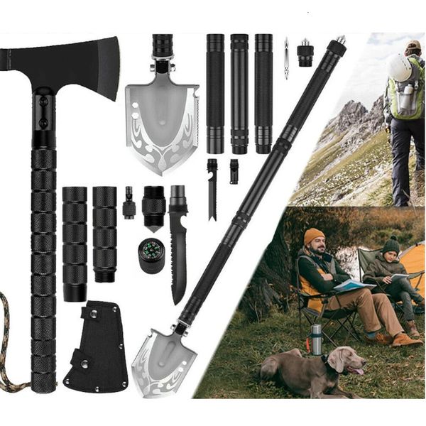 Pelle multifonctionnelle Axe Set Kit de survie Pliant Tactique Hatchet Spade Tomahawk Portable Camping en plein air Outils de jardin 231228