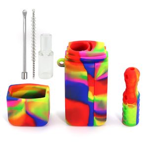 Ensemble de tuyaux en Silicone multifonctionnel pour fumer, tuyaux en verre portables, brosse de nettoyage, étui en silicone, accessoires pour Smok, cadeau