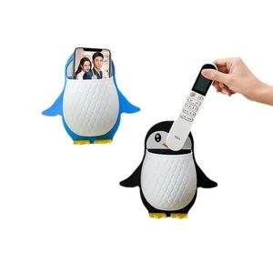 Multifunctioneel opbergafvoerrek voor badkamer schattige pinguïn muur gemonteerde tandenborstel h plastic cartoon dier cosmetische gereedschappen sorteerkast