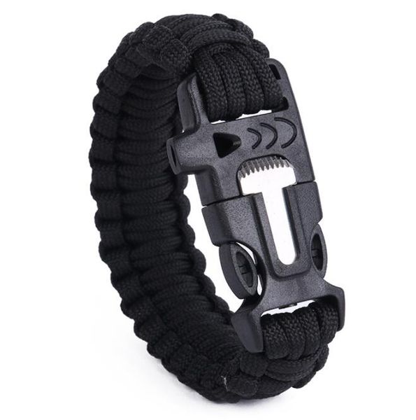 Pulsera de supervivencia multifuncional con silbato de emergencia, hoja de cuchillo, kits de pulseras de cuerda de paracaídas de rescate paracord