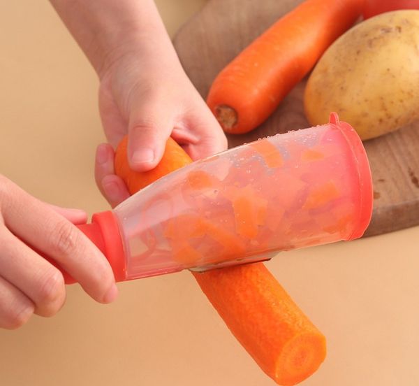 Type multifonctionnel couteau à éplucher outils à légumes couteaux à éplucher avec Tube de stockage éplucheur fournitures de pommes couteau à éplucher ménager