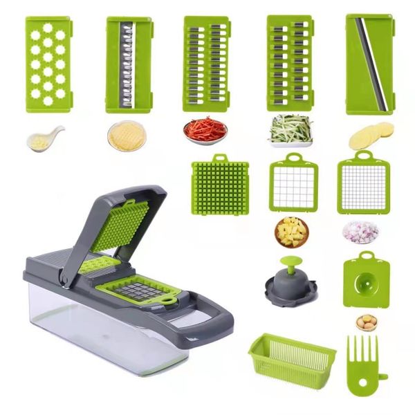 Cortador de verduras multifuncional Juego de cuchillos de cocina Cortadora de patatas Drenaje Cortadora de verduras Chopperkitchen Gadgets DHL GRATIS YT199503