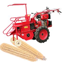 Multifunctionele achterloop-tractorkop Kleine mais-loop-achter-oogstmachine Huishoudelijke enkele rij handduw-maïsoogstmachine