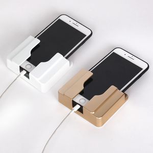 Multifunctionele Wall Mounted Mobile Phone Charge Houders Smartphone Cellphone Opladen Beugel Houder Stabiele Vaste Mounts Adhesive Shelf DHL