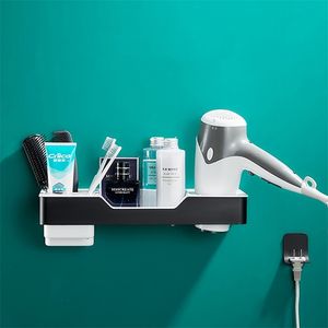 Multifonctionnel mur porte-brosse à dents sèche-cheveux support salle de bain shampooing douche étagères stockage bain accessoires ensemble 210423