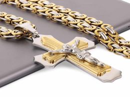 Multilayer Kruis Christus Jezus Hanger Ketting StainlSteel Link Byzantijnse Ketting Zware Mannen Sieraden Gift 2165 6mm MN78 X07074382366