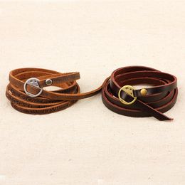 Multilayer Echt Lederen Armband Vrouwen Mannen Armbanden Brief Droom Liefde Vrede Wees Inspirerend Mode-sieraden