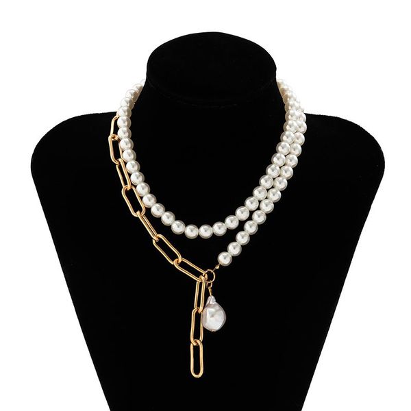 Collier multicouche de styliste avec boucle OT, Imitation de perles, pour femme, pendentif gothique de mariée, bijoux de cou, cadeau