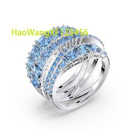 Meerlagige onregelmatigheid Paarse blauwe diamantringen voor vrouwen trendy sieraden Oostenrijk Crystal Luxe trouwringen romantische geschenken