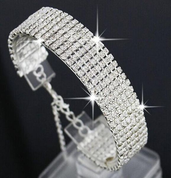 Bracelet en strass de luxe multicouche pour femmes Bracelet de mariée de mariage 925 Cadeaux de bijoux de mode plaqués en or argenté 6679656