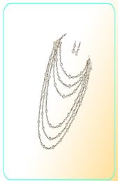 Colliers de perles multicouches chaîne de chandails chaîne de brins multicouches fausses perles clapet perles cluster Long collier ras du cou 333M3559910