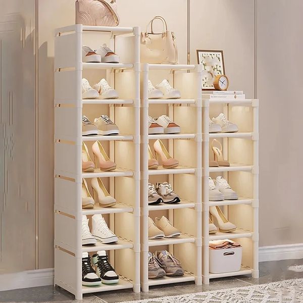 Étagère à chaussures multicouche organiser coin mural gain de place bricolage étagère réglable armoire porte d'entrée salle de bain organisateur 240102