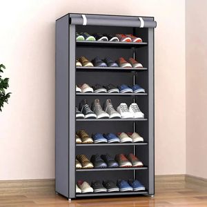 Étagère à chaussures multicouche organisateur tissu non tissé couloir support de support d'entrée armoire peu encombrante meubles de maison étagère anti-poussière 240130