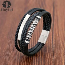 Bracelet d'insertion en acier inoxydable multicouche Bracelets en cuir Viking pour hommes Bracelets tressés Punk Bijoux Homme Accessoires