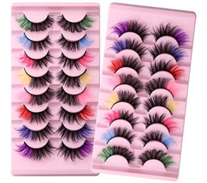 Multicouche épais bouclés faux cils avec couleur naturellement doux délicat fait à la main réutilisable coloré faux cils extensions coloré DHL