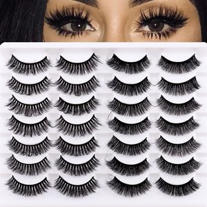 Extensions de cils de vison épais multicouches Naturellement doux Vivid Handmade Reusable False Lashes Mink Full Strip Lashes Look naturel