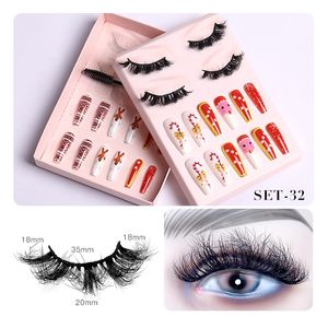 Faux cils de vison épais multicouches et faux ongles pour la fête de Noël fabriqués à la main Extensions de faux cils bouclés réutilisables Accessoire de maquillage 18 modèles DHL