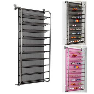 Multilayer Wall-mounted schoenenrek gang ruimtebesparende schoenorganizer over de deur schoenen hanger schoenen kast voor thuismeubels Y200527