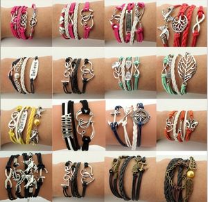 Pulsera envolvente multicapa encanto inspirado en el árbol de la vida amor corazón cree infinito pulseras para mujeres niños joyería de moda