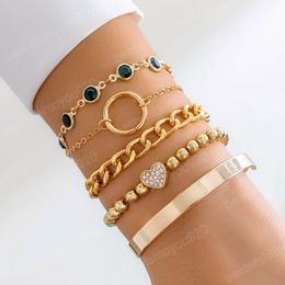 Bracelets multicouches en perles de Zircon pour femmes, ensemble de bracelets de manchette, chaîne à maillons, accessoires de bijoux de fête de mariage pour dames