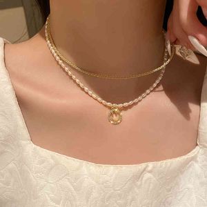 Multilayered Smile Pearl Necklace voor Dames Mode Gold Choker Necklac 2021 Trend Sieraden Gift