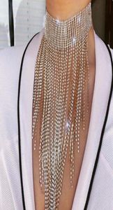Multicapa Collar de borla de diamantes de diario múltiples llena para mujeres Collar de collar de cristal Declaración de joyas de joyería C8072231