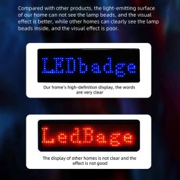 Badge numérique à LED multilingue USB rechargeable DIY programmable HD Nom de texte Badge Scrolling LED TAG SIGN MODULE Affichage