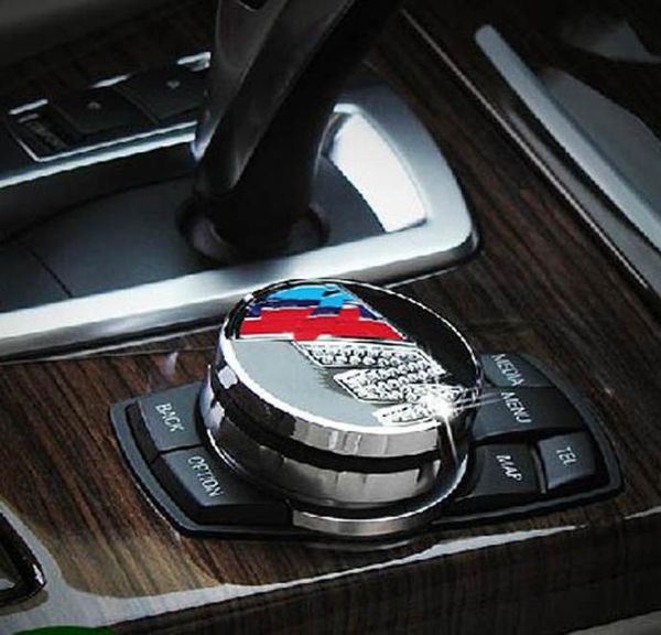 Bouton multimédia bouton des autocollants de cristal décoratifs Cadre de capuchon pour BMW x1 x3 x5 x6 F10 F30 F15 F20 E70 E84 F1Interor Accessor2987215
