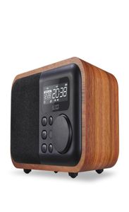 Multimedia houten bluetooth -handen micphone luidspreker ibox d90 met fm radio wekker tfusb mp3 speler retro houten doos bamboo4462016