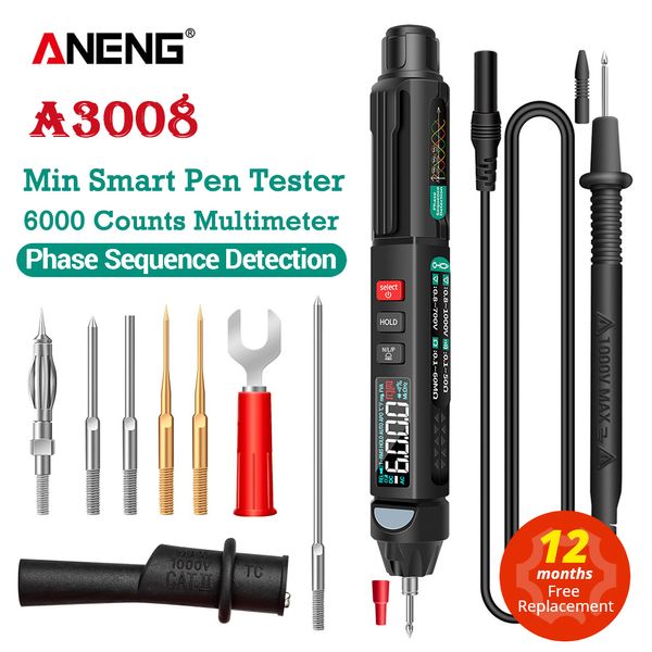 Multimètres ANENG A3008 Multimètre numérique Testeur de stylo à capteur intelligent automatique 6000 comptes Compteur de tension sans contact Multimètre polimetro 230728