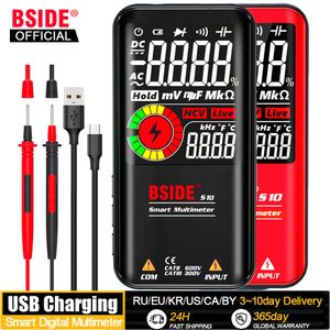 Multimètres Multimètre numérique BSIDE testeur d'électricien intelligent Charge USB T-RMS capacité de tension ca cc Ohm Hz NCV multitesteur professionnel 230825