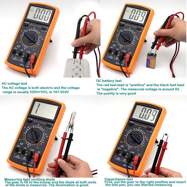 Multimètres Testeur de multimètre numérique Écran LCD Voltmètre portable DT9205A Voltmètre portable multifonctionnel 1pcs AC DC