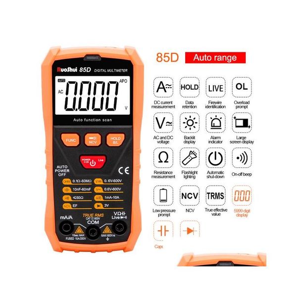 Multimètres Victor Digital Mtimeter Mtipurpose 600V 10A 60Mf Ncv Live True Rms Ruoshui 85D Sub Rop Delivery Office School Business I Dh962