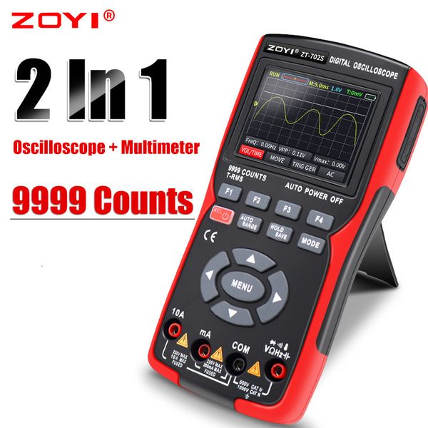 Multimètres ZT-702S 2In1 Oscilloscope numérique Multimètre Taux d'échantillonnage en temps réel 48MSa/s True RMS 1000V Testeur professionnel avec écran 2,8